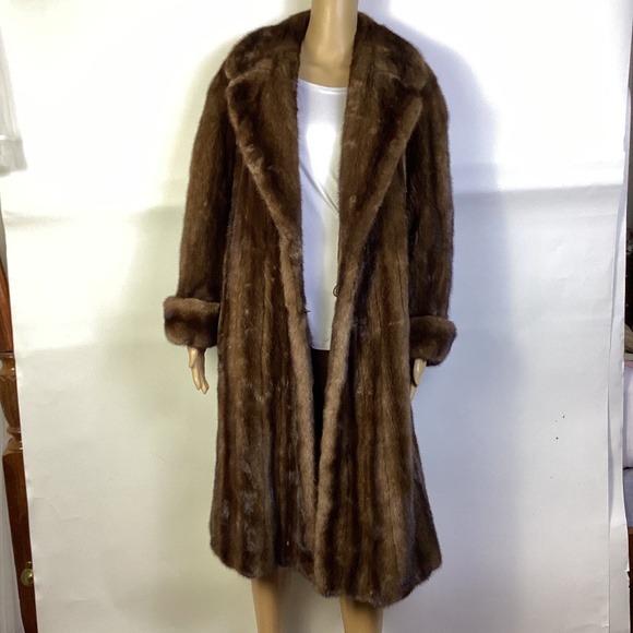 Luxurious Dasco Dark Mahogany Brown mink Full Length Fur Coat Sz 12 - Picture 6 of 14